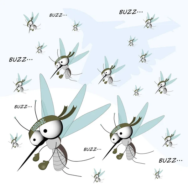 与蚊子作斗争 动物学说明感染蔓延 受感染的蚊子 — 图库矢量图片