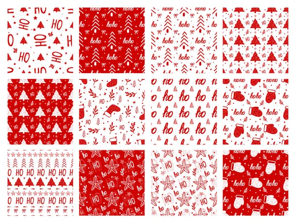 Red Christmas Seamless Modern Pattern Christmas Symbols Suitable Wrapping Paper — Stock Vector