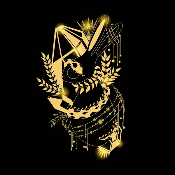 Illustration Ésotérique Signe Zodiaque Lapin Croquis Tatouage — Image vectorielle