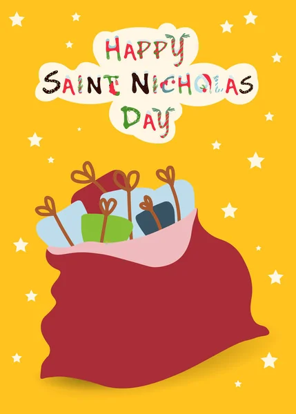 Nicholas Elementleri Çizimi Vektör Çizimi Aziz Niklas Günü Kartpostalı Noel — Stok Vektör