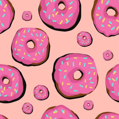 Design for children. Donut on a light background pattern.Vector seamless pattern with donuts.