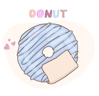 ULUSAL DONUT DAY.jöleli tatlı çörek. Komik Amerikan kawaii geleneksel tatlı çörek vektör çizimi çiz. Amerikan geleneksel yemekleri, yemek pişirme, menü konsepti. Çizgi film tarzında karalama.