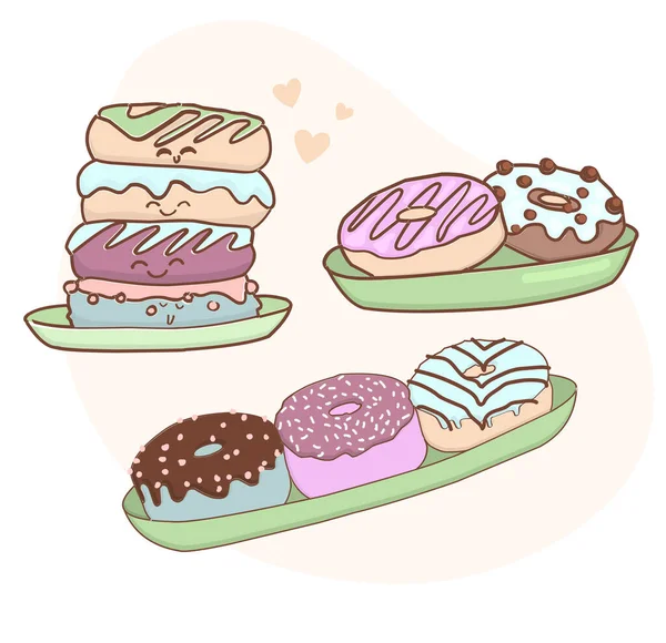 Εθνικο Donut Day Τζάμια Γλυκό Ντόνατ Σχεδιάστε Αστεία Αμερικανική Kawaii — Διανυσματικό Αρχείο