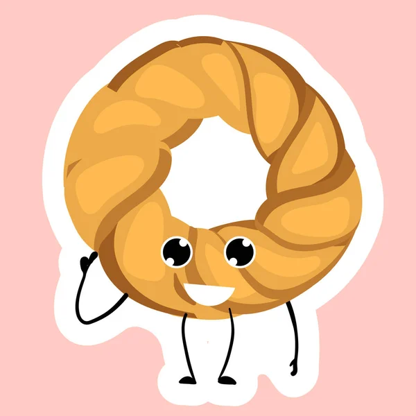 Pegatina Ucrania Kalach Bakery Logo Ilustración Vectorial Panadería Pastry Cartoon — Vector de stock