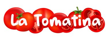 La Tomatina festival afişi. İspanya 'da La Tomatina. Domates savaşı. domates savaşı