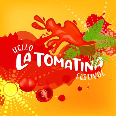 La Tomatina festival banner. La Tomatina in Spain. tomato fight. tomato battle clipart