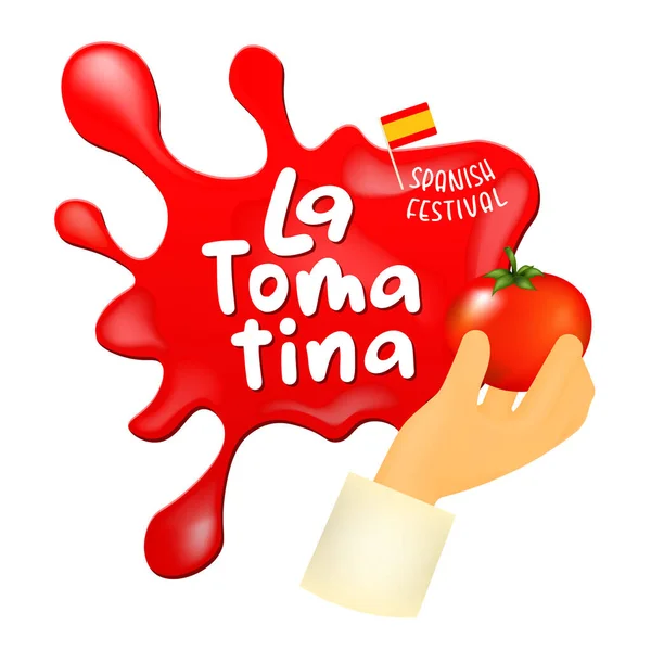 Tomatina Festival Aufkleber Tomatina Spanien Tomatenschlacht Tomatenschlacht — Stockvektor