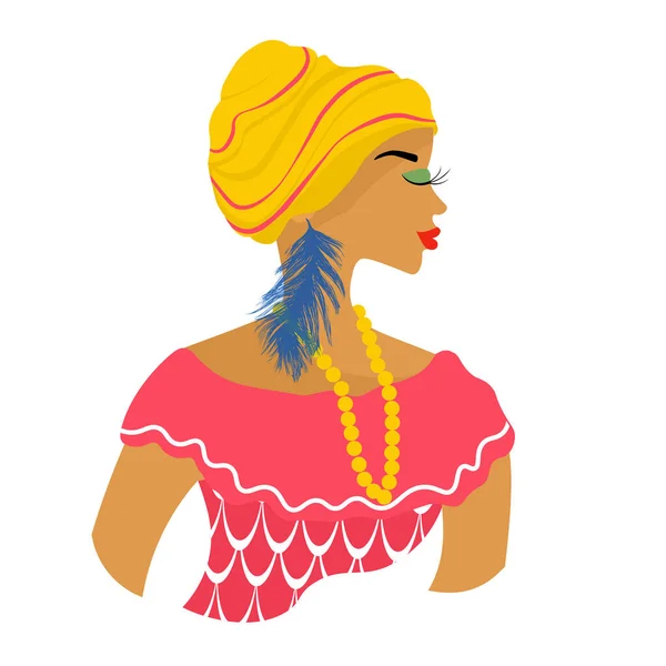 Portrait Femme Colombienne Costume Carnaval Femme Hispanique Vêtements Colorés Avec — Image vectorielle