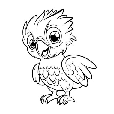 Piliç renklendirme sayfası. Çocuk boyama için sevimli komik karakter doğrusal çizimi