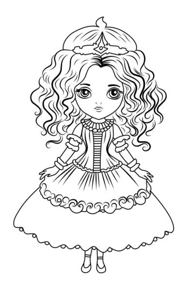 Coloriage Princesse Coloriage Princesse Dans Une Couronne Des Vêtements Royaux — Image vectorielle