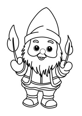 Gnomes ile renklendirme sayfası, sonbahar renklendirme sayfası