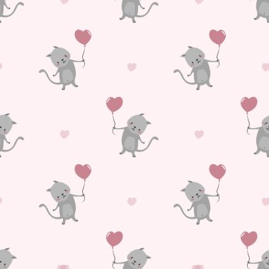 Pembe balon kalpli şirin çizgi film kedileri.