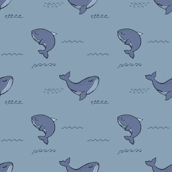 Seamless Vector Pattern Whales — Stock Vector