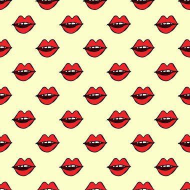 Kırmızı dudaklar geriye dönük pürüzsüz desen