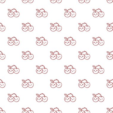 Mutlu kawaii kirazları kusursuz vektör çizimi