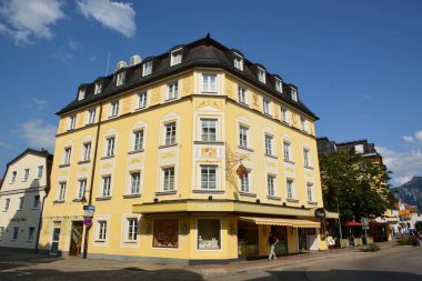 Fussen, Güney Almanya 08.21.2021: Alpler 'in altındaki tarihi Fussen kentine (FSSEN) bakın, Bavyera, Almanya