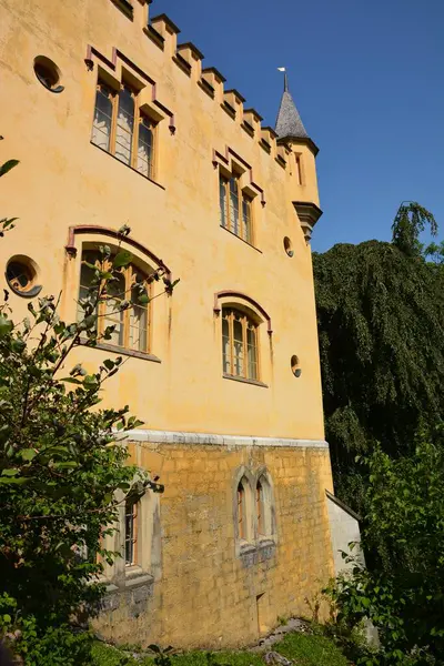 stock image Castle HOHENSCHWANGAU, Southern Germany  08.21.2021: Castle HOHENSCHWANGAU at the northern edge of the Alps