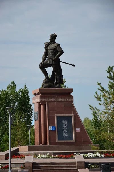 Astana Nur Sultan Kazakhstan 2023 Monument War Hero Momysh Uly — Stock Photo, Image