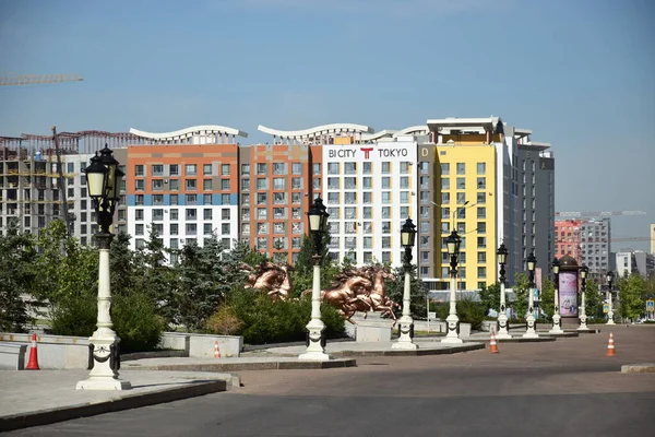 Astana Nur Sultan Kazachstan 2023 Widok Nowoczesnymi Budynkami Astanie Nur — Zdjęcie stockowe