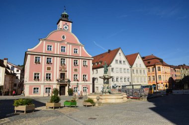 Eichsttt, Almanya 08.11.2024: Almanya 'nın Bavyera bölgesindeki Eichsttt kasabasında tarihi binalar