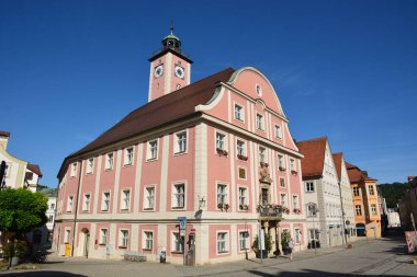 Eichsttt, Almanya 08.11.2024: Almanya 'nın Bavyera bölgesindeki Eichsttt kasabasında tarihi binalar