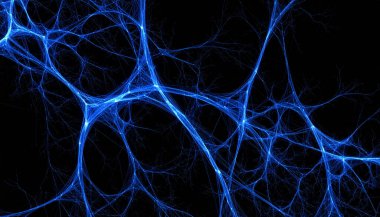 Siyah boşluğa karşı parlayan kırmızı sarmaşıklar olarak sinirsel ağ görselleştirmesi, yapay zeka sanatı