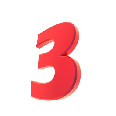 Kırmızı 3D sayı ya da figür. Numaralandırma. Resim oluşturuluyor.