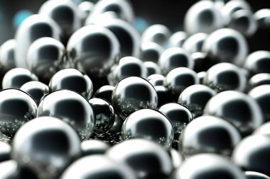 Background and screensaver of metallic glossy balls or spheres.
