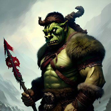 Yeşil Ork savaşçısı. Kitaptan bir karakter.
