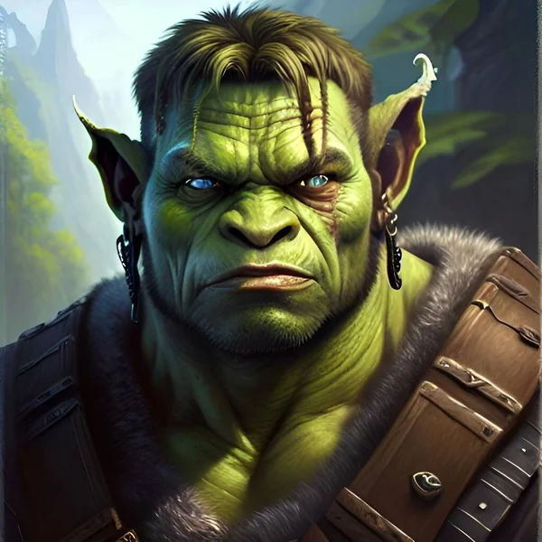 stock image Green orc warrior. Character from the book.