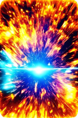 3d spherical explosion with sparks, smoke and fire