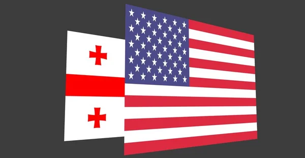 Flags Usa Georgia Gray Background Unity Friendship Peoples Rendering Image — Stock Photo, Image