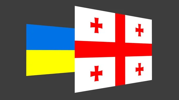 Bandeiras Ucrânia Geórgia Fundo Cinza Unidade Amizade Dos Povos Renderizando — Fotografia de Stock