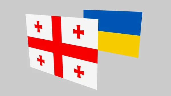 Флаги Украины Грузии Сером Фоне Единство Дружба Народов Рендеринг Изображения — стоковое фото