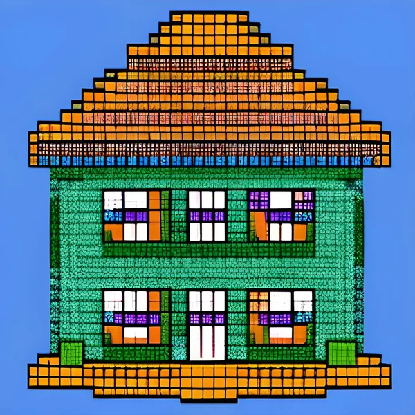Pixel Privé Huis Bits — Stockfoto