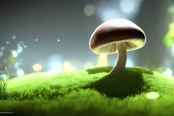 Mushroom Forest Back Blur Effect Simulation ロイヤリティフリーのストック画像