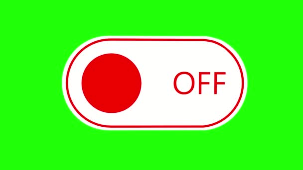 Κόκκινο Κουμπί Εντός Και Εκτός Ένα Πράσινο Φόντο Κλειδί Chroma — Αρχείο Βίντεο