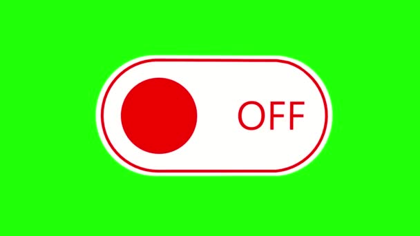 Červené Tlačítko Zapíná Vypíná Zeleném Pozadí Zapněte Záznam Animace Vykreslování — Stock video