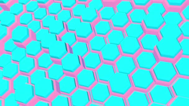 Blue Pink Animated Video Screensaver Background Form Dynamic Hexagons — Stock Video