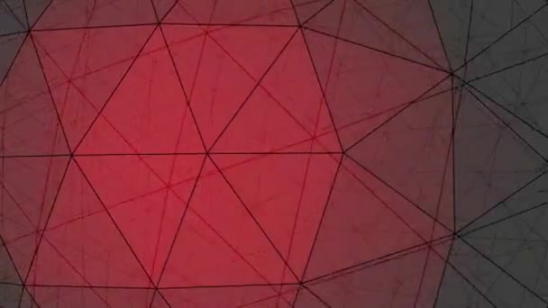 Červené Pozadí Nebo Animovaný Spořič Obrazovky Objemových Trojúhelníků Černými Čárami — Stock video