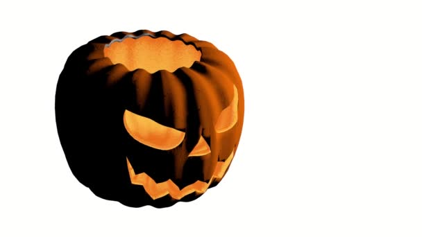 Halloween Pompoen Een Witte Achtergrond Weergave Animatie — Stockvideo