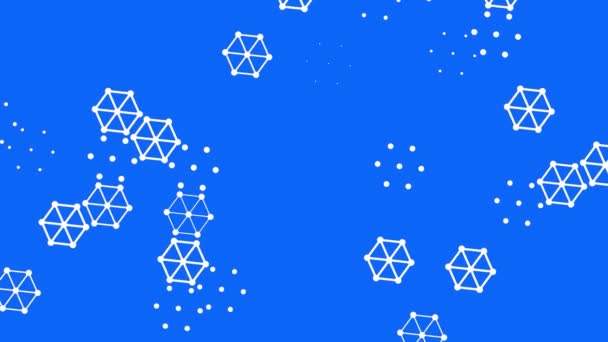 Kék Fröccsenő Képernyő Háttér Vagy Előnézet Vonalak Pontok Formájában Hatszögek — Stock videók