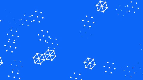 Kék Fröccsenő Képernyő Háttér Vagy Előnézet Vonalak Pontok Formájában Hatszögek — Stock videók