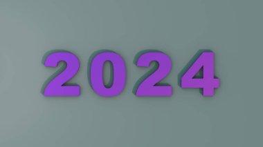 Parlak renkli numara 2024. Yeni yıl teması. Takvim tasarımı. Resim oluşturuluyor.