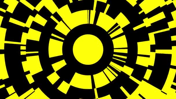 Yellow Black Circular Rotating Background Footage Creating Intro Rendering Animation — Stock Video