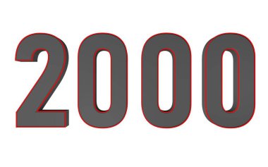Beyaz arkaplanda 3D numara 2000.