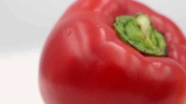 Rotating Red Pepper Close Cooking Fresh Vegetables — Stock Video