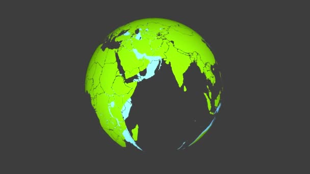 Сине Зеленый Вращающийся Земной Шар Заднем Плане Отрисовка Анимации — стоковое видео