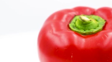 Tatlı kırmızı biber sırayla yakın çekim. Sağlıklı sebzeler.