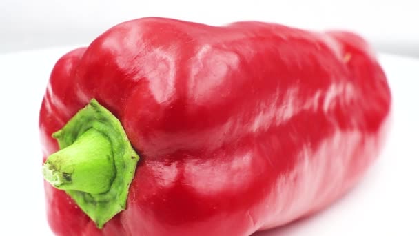 Tatlı Kırmızı Biber Sırayla Yakın Çekim Sağlıklı Sebzeler — Stok video